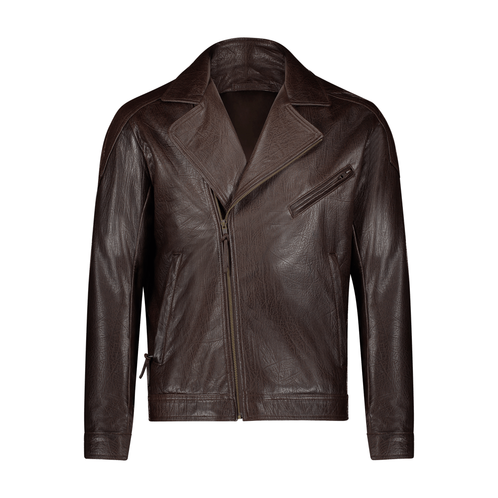 Custom Leather Biker Jacket in Brown Timeless Edge Q Clothier