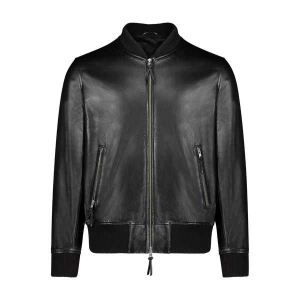 Custom leather sales bomber jacket